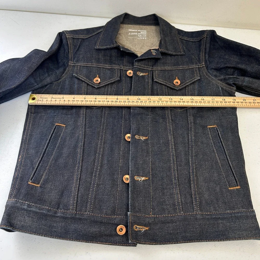 Gap 1969 Japanese Selvedge Denim Trucker Jacket Indigo Blue XS Mens 5986